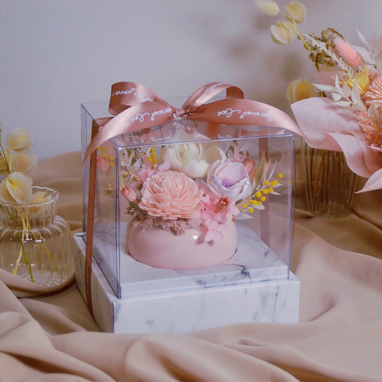 溫馨與妳 桌上花 Duo Duo Flower 花藝 高雄乾燥花 氣球花束 高雄花店 鈔票蛋糕 客製化花束